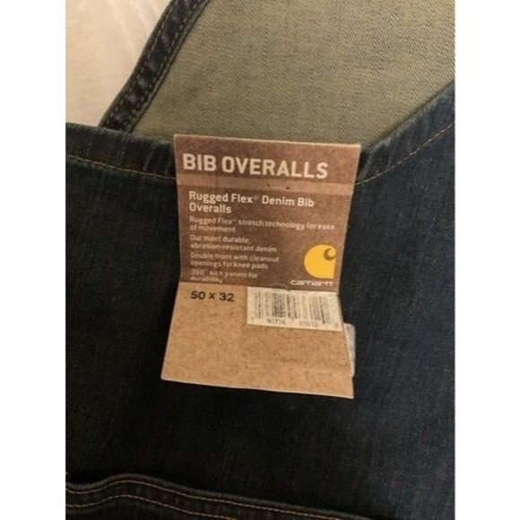 NWT Carhartt RN14806 Dark Blue Double Knee Insulated Bib Overalls Men Size 50X32 - Picture 4 of 13